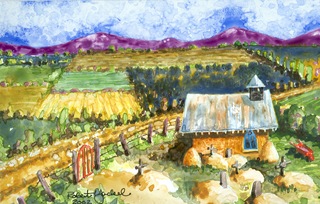 Village Church on Yupo - A